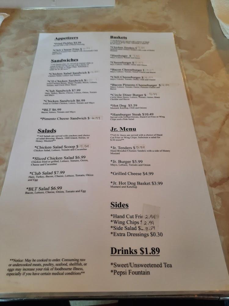 Circle Diner Menu image 2