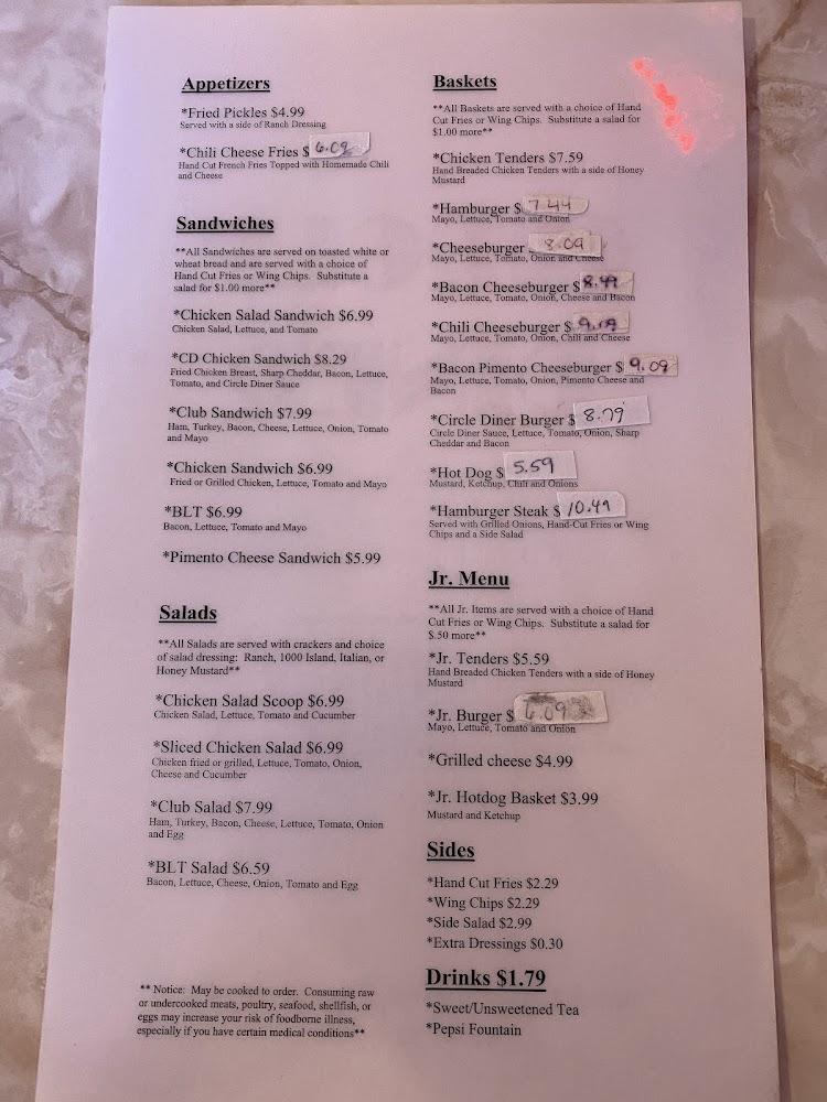 Circle Diner Menu image 3